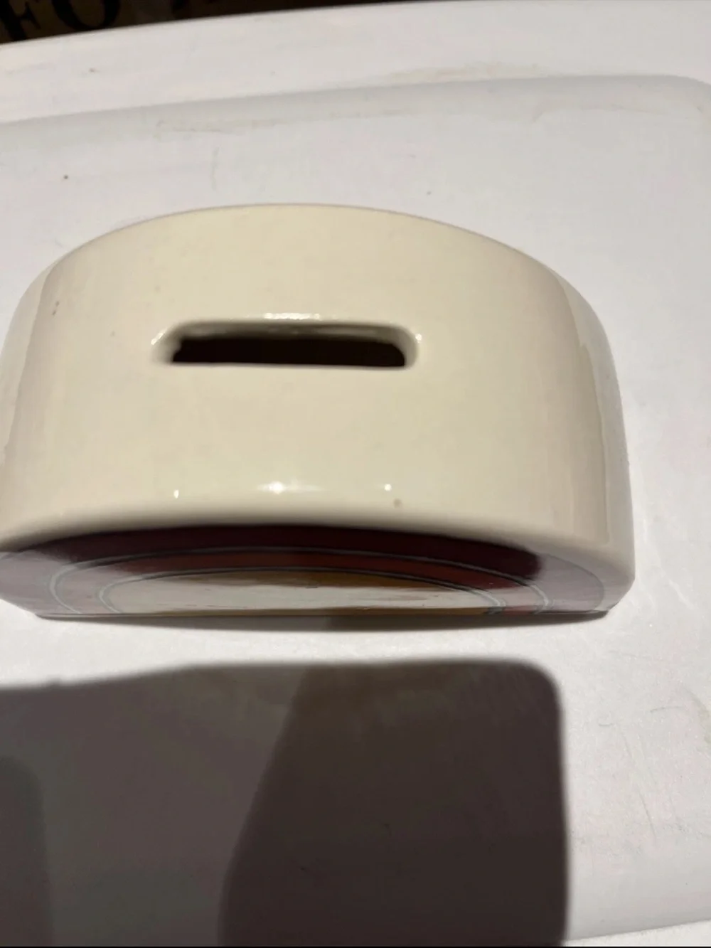 Vintage 70s Ceramic Rainbow bank decor- Yellow, Orange, Red